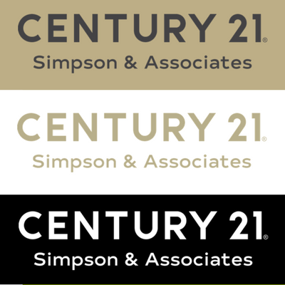 CENTURY 21 Simpson & Associated logo in black, gold and white - stacked