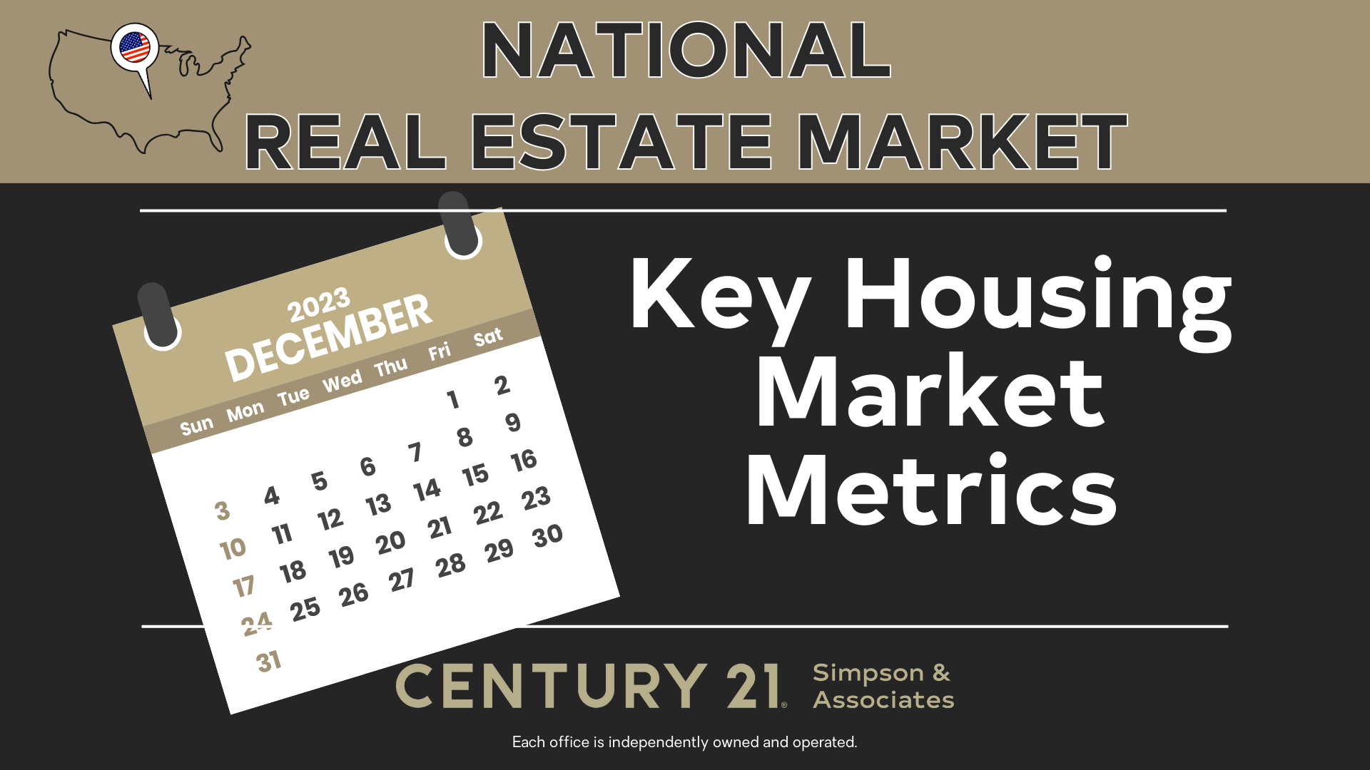 December 2023 National Real Estate Housing Market Metrics banner graphic