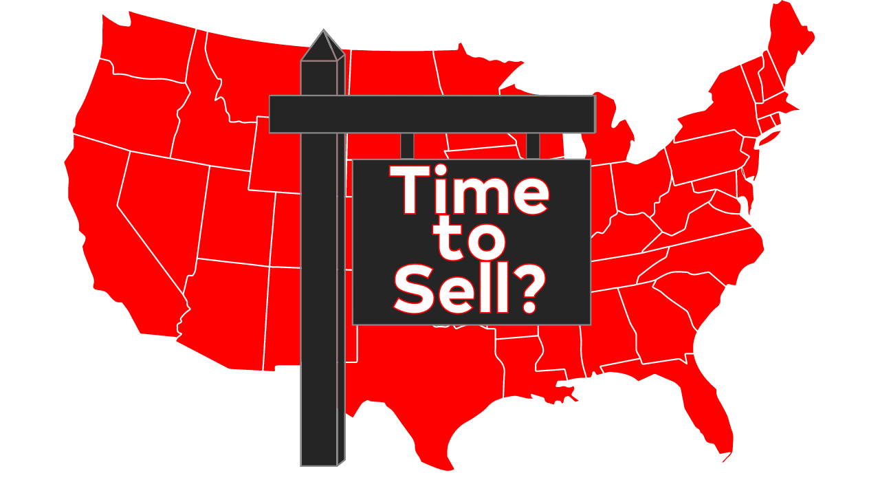 June 2024 National Real Estate Market - Time to Sell Black Sign