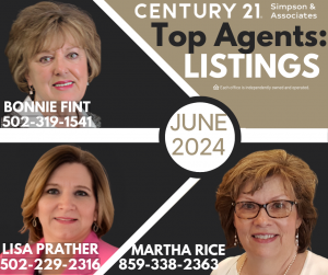 June 2024 Top Listing Agents: Bonnie Fint, Lisa Prather, Martha Rice