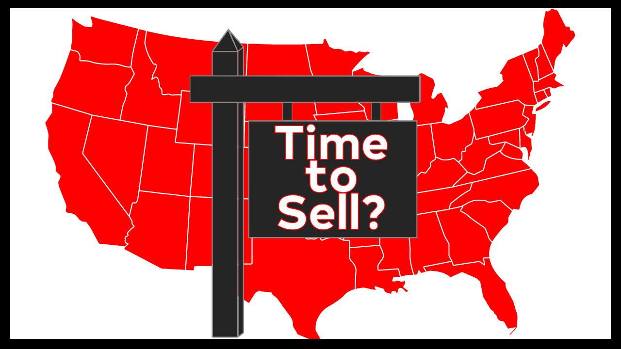 August 2024 National Real Estate Market - Time to Sell White Sign